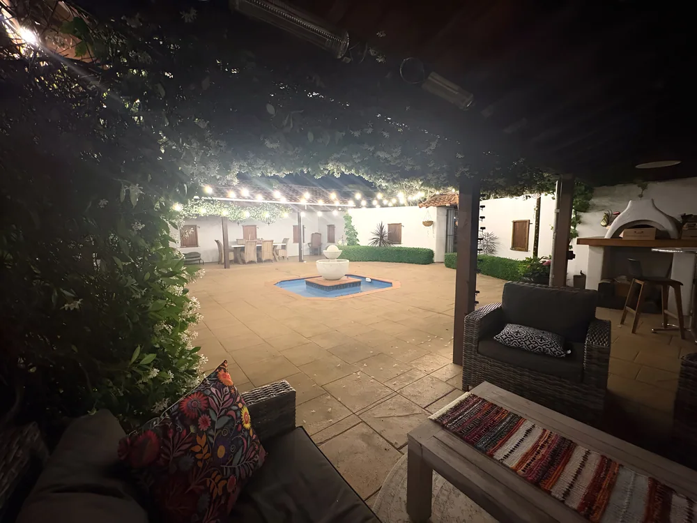 Courtyard lights after dark